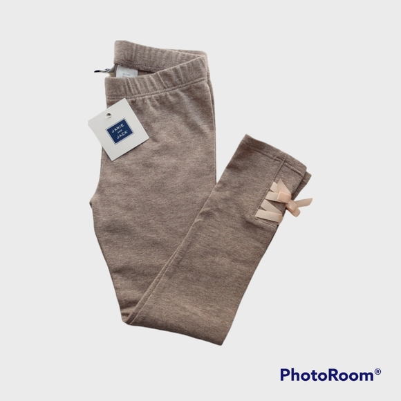 NWT Janie and Jack Ballerina Leggings with detailed satin bow gray brown size 4 - Picture 2 of 9